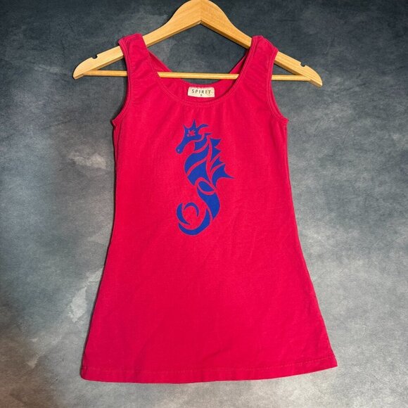 Spirit Tops - Y2K Spirit Pink tank top with Seahorse Print Size S